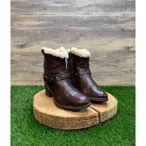 Born Women - Size 8.5 - Chocolate Studded Strappy Ankle Boots Style D15816